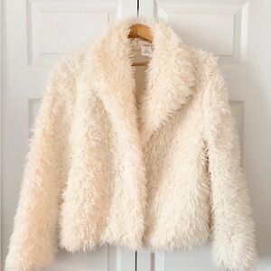 Little Lass Cream Faux Fur Jacket